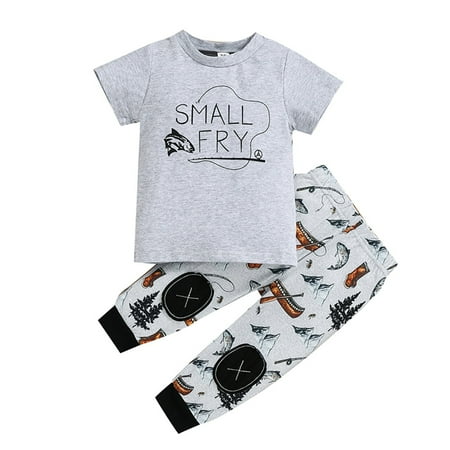 

NECHOLOGY Suspender Pants Set Infants Baby Boys Girls Clothes Letter Short Sleeve T Shirt Tops Pants Boys Sweat Suits 7-8 Childrenscostume Grey 3-6 Months