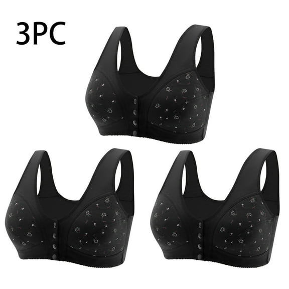 Bras for Older Women with Wide Straps Sagging Breasts Front Closure 3 Pack Bras for Older with Wide Straps Sagging Breasts Wireless Bras Support and Lift Sexy Reorder Items Bought By Me