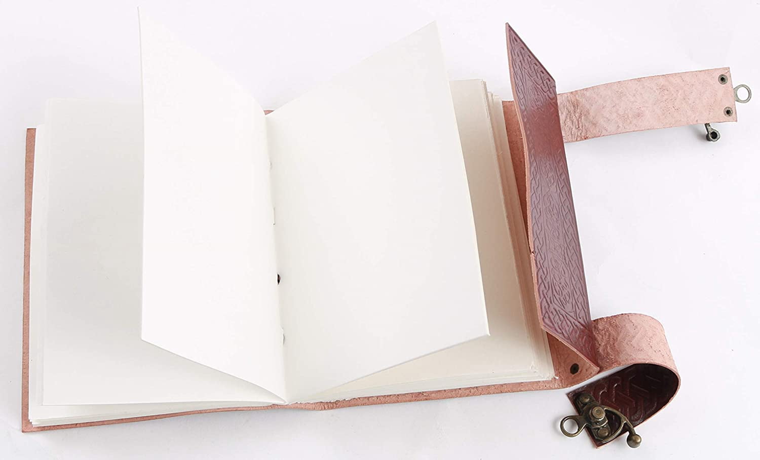 Mythrojan Handmade Leather Journal with Fleur Embossed Design – Vintage Antique Leather Bound Diary for Men, Women, Travelers & DnD Fantasy