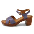 thumbnail image 2 of YDN Women Summer Round Open Toe Sandals Chunky Mid Heels Cross Straps Buckled Pumps Casual Daily Party Shoes Size 7.5 Purple, 2 of 4
