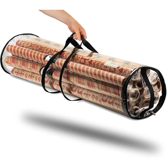 Christmas Wrapping Paper storage Bag, For Up To 18 rolls Gift Wrap, With A Convenient Zipper, Slim Holiday wrapping paper Storage bag