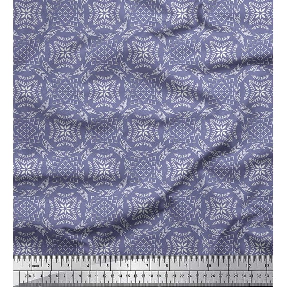 Soimoi Purple Viscose Chiffon Fabric Seamless Damask Print Fabric by Yard 42 Inch Wide