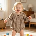 thumbnail image 2 of Gerichy Baby Girl Fall Outfits Long Sleeve Plaid Romper Infant Clothes One Piece Bubble Playsuit 0-18 Months, 2 of 6
