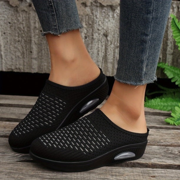 Zapatillas De Deporte Transpirables Para Mujer, Cómodos Zapatos Sin Cordones Con Punta Cerrada Redonda, Zapatos Con Colchón De Aire Para Mujer