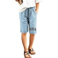 thumbnail image 3 of Toddler Kids Girls Casual Bermuda Shorts Drawstring Elastic Waistband Beach Shorts 3-13 Years, 3 of 3