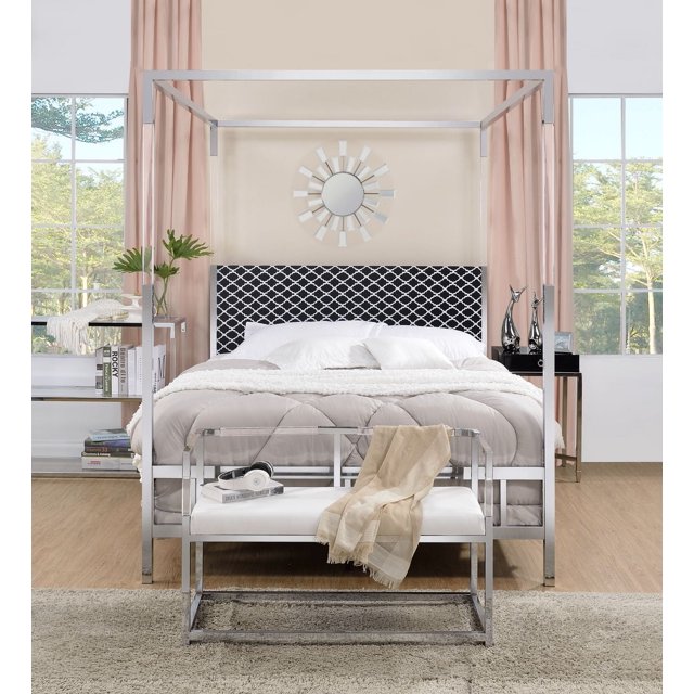 ACME Raegan Queen Bed in Fabric & Chrome