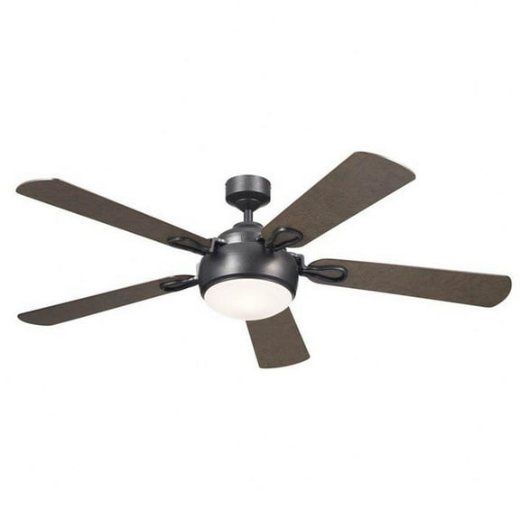 5 Blade Ceiling Fan with Light Kit in  Style-16 inches Tall and 60 inches Wide-Anvil Iron Finish-Distressed Antique Gray Blade Color Bailey Street