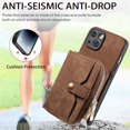 thumbnail image 2 of SaniMore for iPhone 14 (6.1 inch 2022) Case,Wear-resistant PU Leather Skin + Zipper Purse Card Slots Removeable Crossbody Lanyard Stand Shell Shockproof Anti-scratch Drop-resistant, Brown, 2 of 11