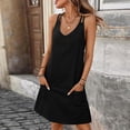 thumbnail image 4 of IUYRTFE Women's Sleeveless V-Neck Mini Dress with Pockets Adjustable Straps Casual Loose Fit Summer Tank Dress, 4 of 9