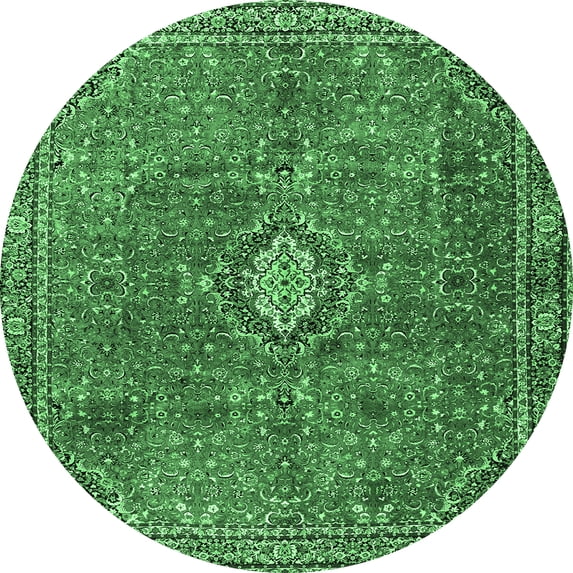 Ahgly Company Indoor Round Persian Emerald Green Traditional Area Rugs, 5' Round