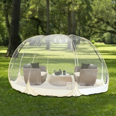 12’ x 12’ Instant Tent - 6-10 Person Screen House for Patios - Large Oversize Weather Proof Pod - Cold Protection Camping Tent Pop Up Bubble Tent