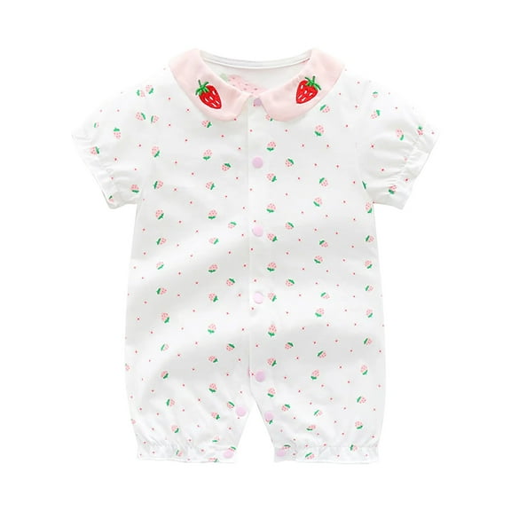 Summer Baby Girls Clothing Agkizg Baby Girls Bodysuits, Baby Girls Short Sleeve Rompers, Toddler Baby Girls Short Sleeve Printed Color T-Shirt Round Neck Jumpsuit Romper
