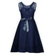 thumbnail image 3 of Vestido Bouanq para mujer, para invitada de boda, de manga corta, estilo alto-bajo, estilo patinador, corte A, con encaje floral, para fiesta de noche y graduación., 3 of 6