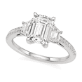 thumbnail image 2 of Eloya Jewel 1.81 Ct Emerald Cut Engagement Rings - 14K White Gold Plated Solitaire with Accent Moissanite - Wedding and Anniversary Jewellery for Women's - Trilogy 3 Stone Engagement Rings for Her, 2 of 3