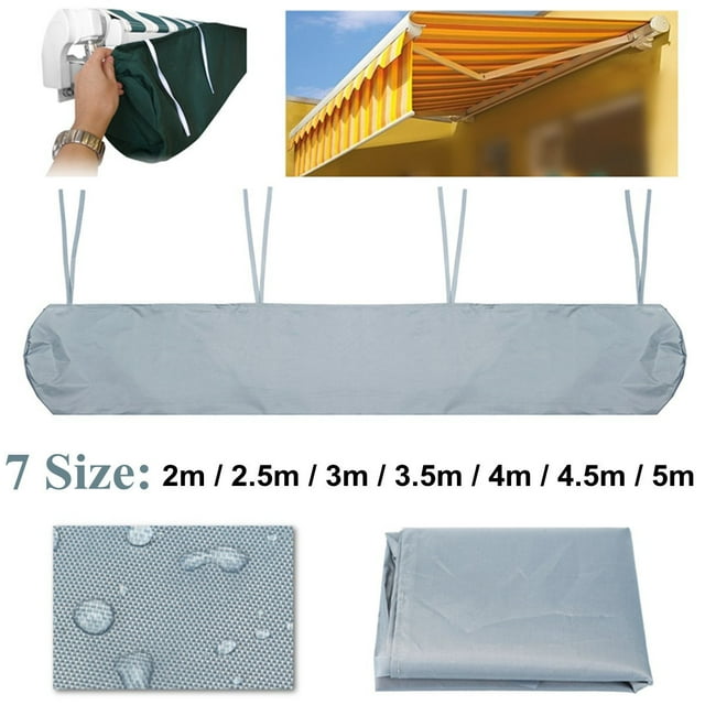 Housse de Store Extérieur, Argent 3.5m/11.48 Pieds, Housse de Store de Patio, Housse de Store à Rouleau Rétractable, Tissu Oxford Imperméable et Anti-Poussière, Housse de Protection pour Auvent de Pluie