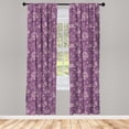 thumbnail image 2 of Ambesonne Floral 4-Panel Curtains, Flowers Purplish Back Art, 56"x95", Pale Eggplant and Grey Pink, 2 of 4