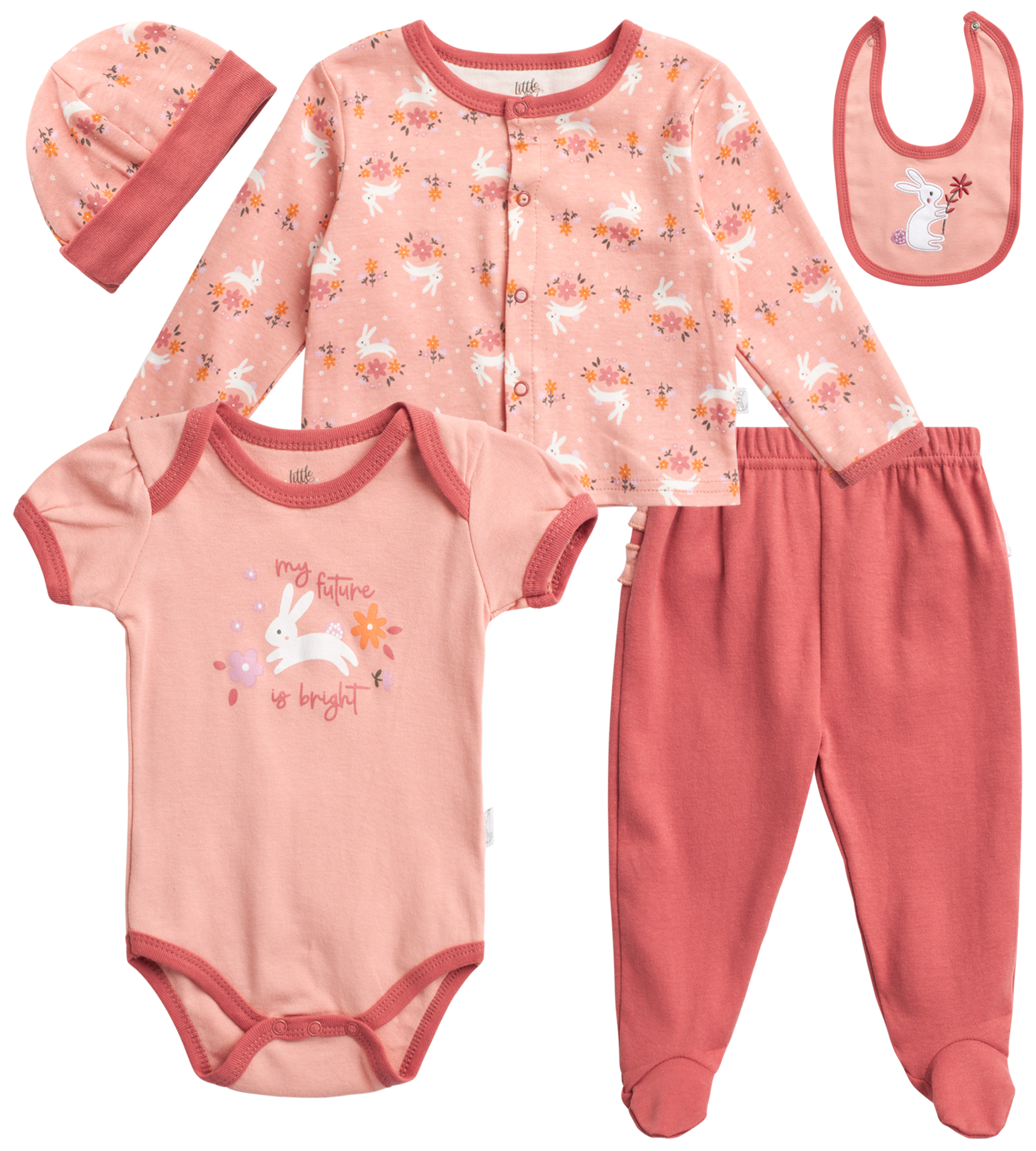 Duck Duck Goose Newborn Baby Girls' Take Me Home Layette Gift Set 6