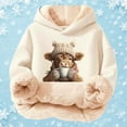 thumbnail image 2 of Little Girls Hoodies with Print Designs Long Sleeved Sweatshirt Tops Size 7-8T , Beige, 2 of 5