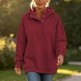 thumbnail image 5 of Women's Half Snap Hoodie Pullover Sweatshirt Long Sleeve Oversized Casual Fall Top with Button Placket Detail Womens Oversized Sweatshirts with Snap Button, 5 of 10
