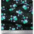 thumbnail image 2 of Soimoi Green Moss Georgette Fabric Leaves & Floral Decor Fabric Printed BTY 42 Inch Wide, 2 of 3