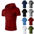 thumbnail image 5 of Chiccall Mens Short Sleeve Hoodies with Kangaroo Pocket Summer Drawstring Pullover Sweatshirts Casual Workout Athletic Hooded Shirt, 5 of 5