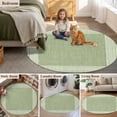thumbnail image 5 of Round Area Rugs Collection 8 Ft, Grass Green Retro Greek Key Non-Slip Residential Carpet, Geometric Greece Ancient Rustic Indoor Crawling Mats Runner Rugs for Living Room/Dining Room/Bedroom, 5 of 8