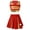 Red, variant on iiniim Teen Girls Cheer Leader Uniform Sleeveless Letter Print Crop Tops with Skirt Dancewear Light Pink 6