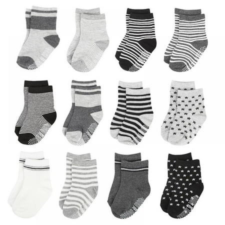 

Toddler Socks 12 Pairs Non Slip Skid Ankle Socks For Kids Boys Grips Cotton Crew Socks