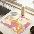 thumbnail image 2 of Yayeee Drying Mat for Kitchen Counter Dishes Microfiber Coffee Decorative Pad, Purple Retro Rainbow, 2 of 9