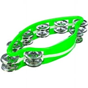 Directly Cheap Ergonomic-Grip Single-Ring Clamshell-Shape Tambourine, 16 Jingles, Green