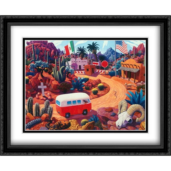 Gringo Pass 2x Matted 31x28 Large Black Ornate Framed Art Print by Stephen Morath