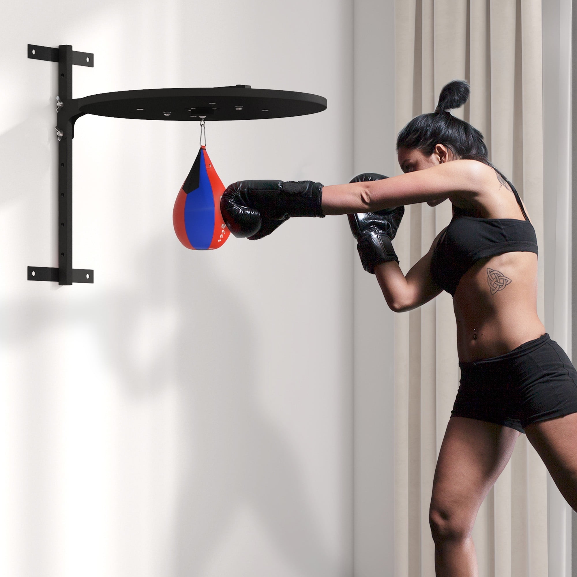 Exercise Equipment Soozier Adjustable Speed Bag Platform, Wall Mounted Punching Bag with 360-Degree Swivel for Home Fitness,Workout Equipment