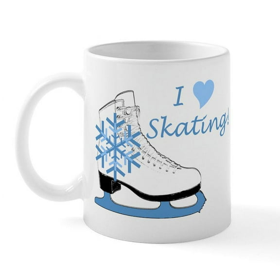 CafePress - I Heart Skating Ice Skate Mug - 11 oz Ceramic Mug - Novelty Coffee Tea Cup
