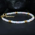 thumbnail image 2 of Ethiopian Opal 3.5mm Rondelle Shape Smooth Cut Beads 7 inch Adjustable Silver Plated Clasp Bracelet for men, women, unisex. Link Chain Stacking Bracelet.|LINK_02674, 2 of 5
