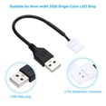 thumbnail image 3 of Cable de conector de tira LED Uxcell, 6 piezas de cable de alimentación rápido sin soldadura USB a 2 pines para iluminación de tira de 8 mm de ancho 3528, 3 of 6