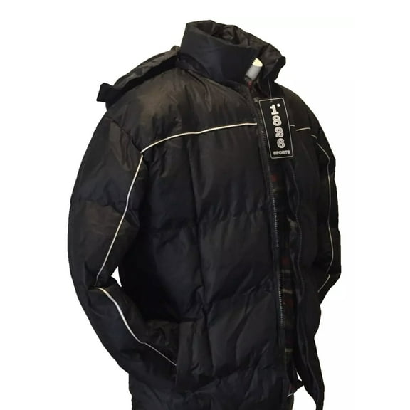 BLACK PUFFER COAT with REMOVABLE HOODIE (Size XL)