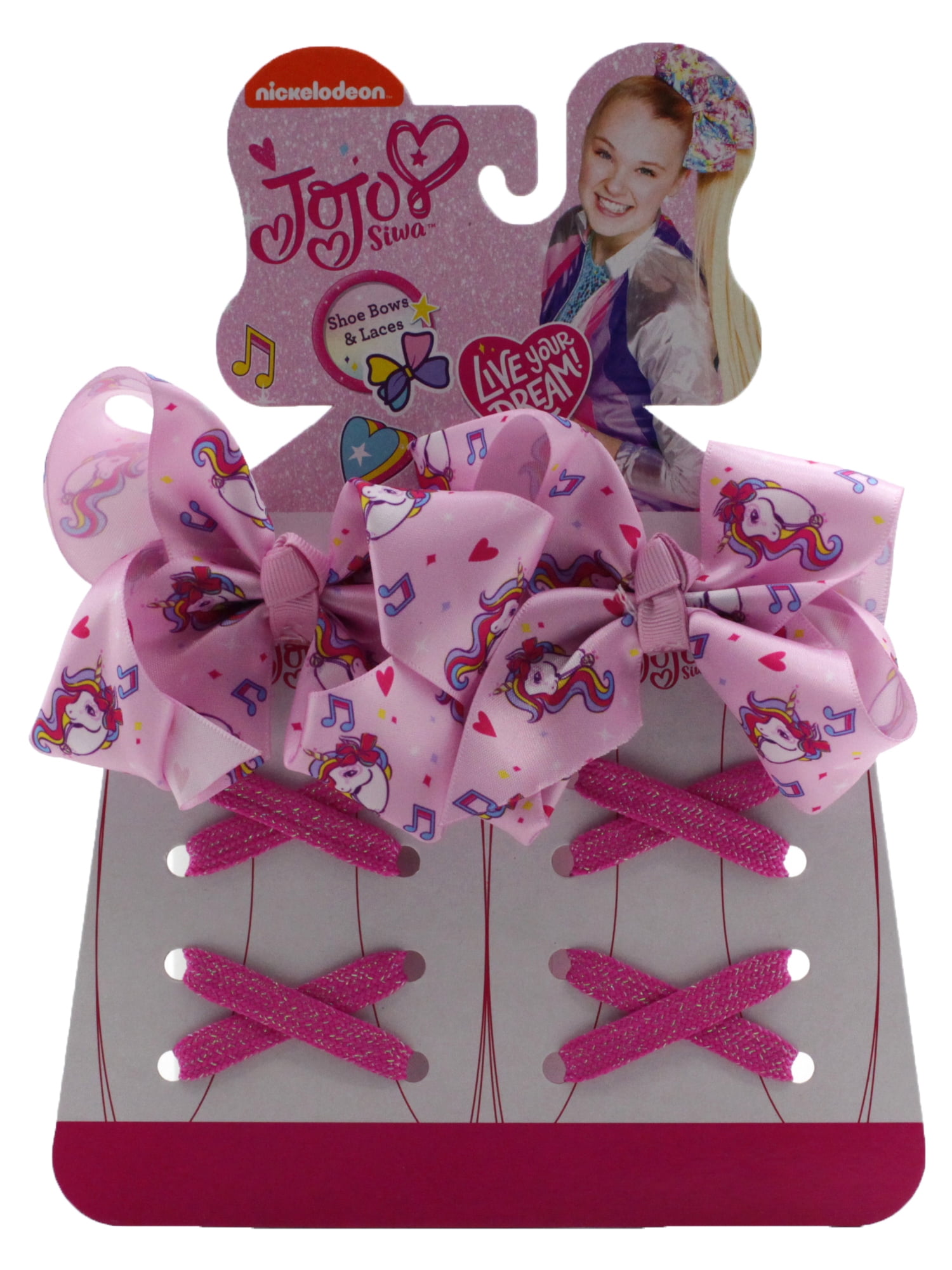 JoJo Siwa Shoe Bows and Laces Pink Unicorns - Walmart.com