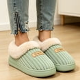 thumbnail image 6 of Knivor Unisex Corduroy House Slippers for Women Men Fuzzy Cuff Fleece Lined Closed Heel Platform Non Slip Warm Indoor Light‑Outdoor House Slippers, 6 of 9