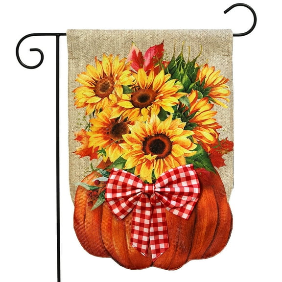 Briarwood Lane Sunflower Filled Pumpkin Burlap Garden Flag