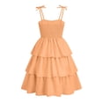 thumbnail image 5 of Bmisegm Girls Party Dress Elegant Backless Strap Design Solid Color Cake Dress for Big Kids without Sleeves Midi Dress for Summer 5-14 Years 01_Orange,13-14 Years, 5 of 6
