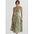 thumbnail image 2 of Lishi Floral Print Sleeveless Ruched Bust Split Thigh Boho Midi Dress, 2 of 5