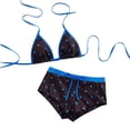 thumbnail image 4 of FINALGANG Womens Triangle Halter Polka Dot Print 2 Piece Bikini Swim Set Tie String Swim Top Drawstring Boyshort Brief Summer Swimwear For Beach Trip Fashion Swimwear S, 4 of 4