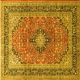 thumbnail image 1 of Ahgly Company Machine Washable Indoor Square Persian Yellow Traditional Area Rugs, 4' Square, 1 of 4