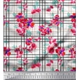 thumbnail image 1 of Soimoi White Cotton Voile Fabric Check & Floral Decor Fabric Printed Yard 42 Inch Wide, 1 of 3