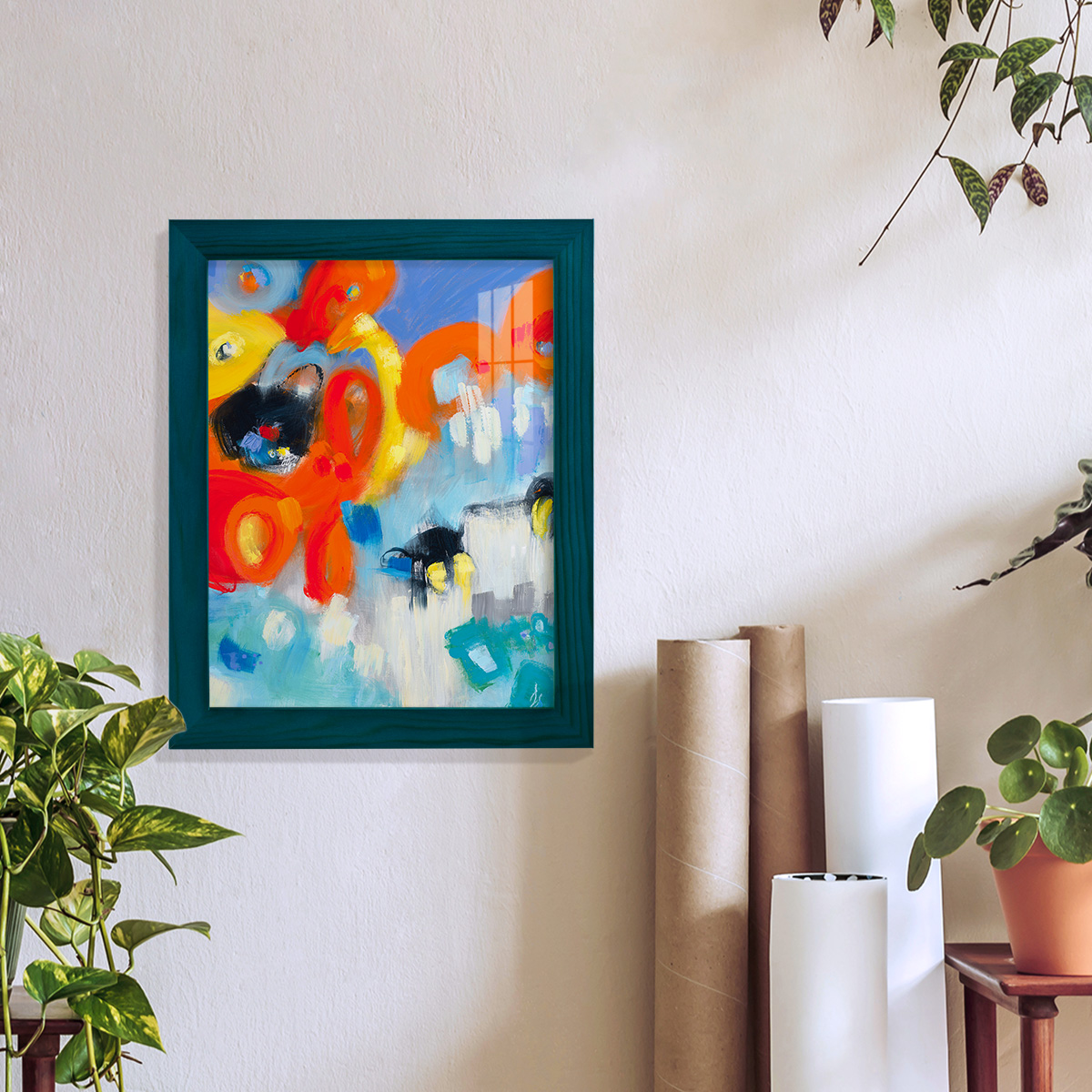 In the Loop V -Framed Print w/glass-Ocean Blue