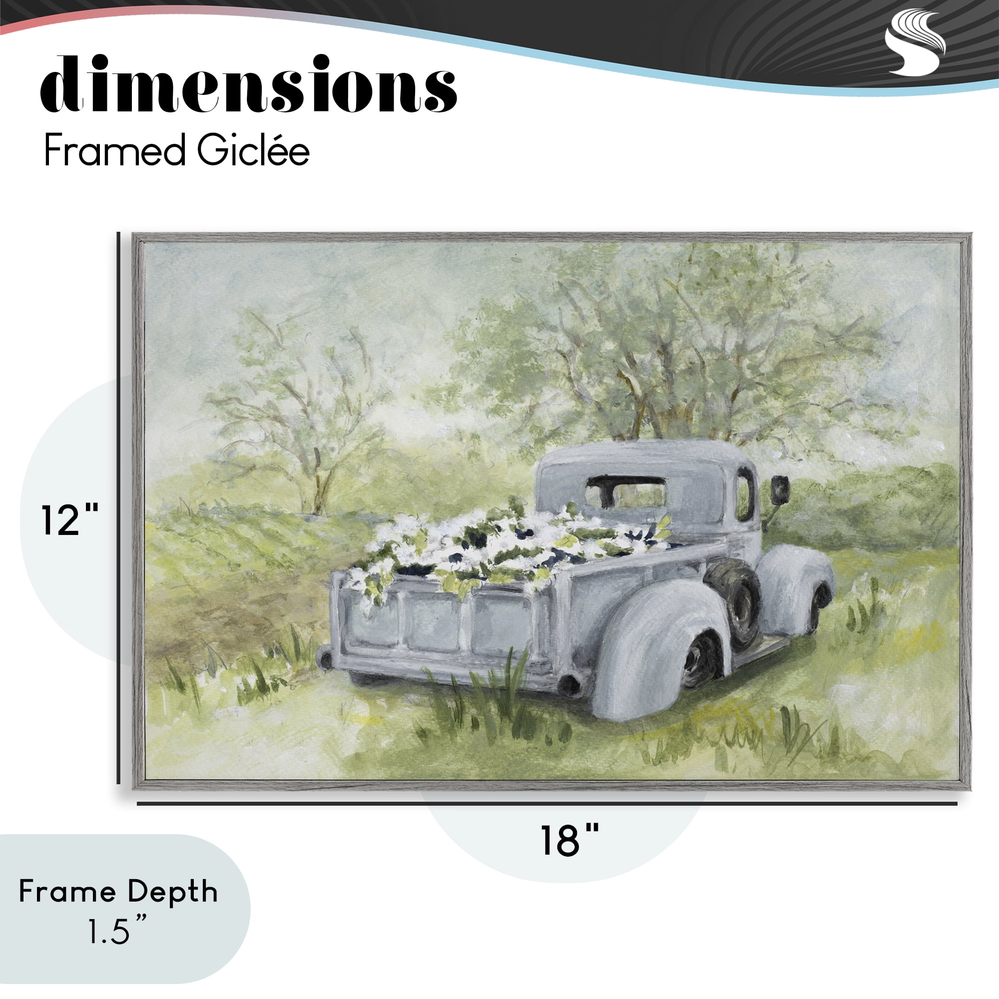 Stupell Industries Vintage Blue Truck Flower Sale Gray Framed Giclee Art, design by Lanie Loreth
