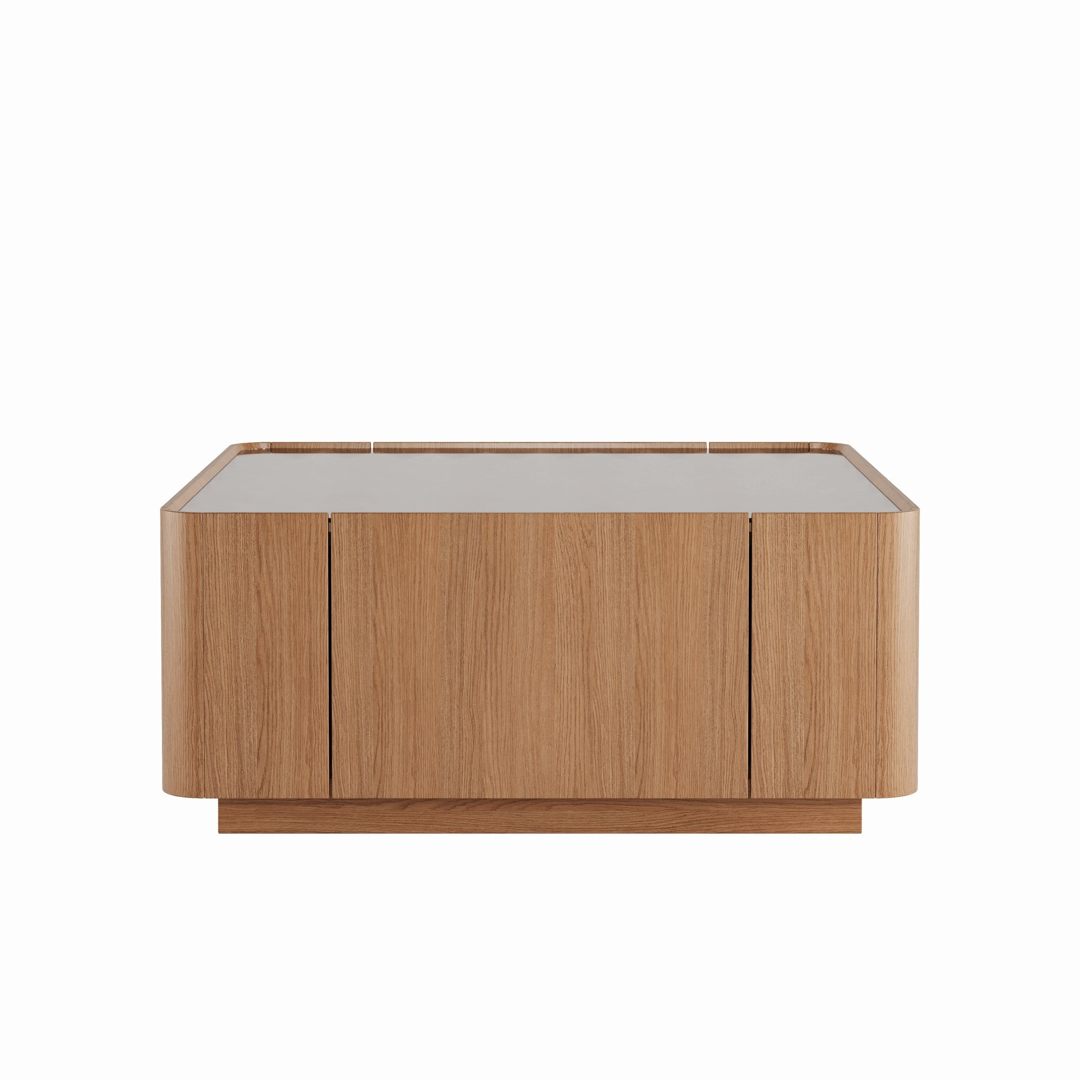 Noble House Millo 31.5" Square Wooden Coffee Table with Tempered Glass Top & Storage Drawers for Living Room, Walnut