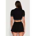 thumbnail image 5 of Womens Textured Knit Johnny Collar Crop Top, 5 of 5