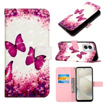 Dteck for Motorola G Stylus 5G (2023) / G Power 2023 Case 3D PU Leather Wallet Flip Protective Phone Case with Wrist Strap Card Slots Holder Pocket Cover, Rose Butterfly