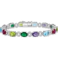 thumbnail image 3 of Sterling Silver Rhodium-Plated 7Inch Multicolor Cz Bracelet (7 X 7) Made In Thailand qx691cz, 3 of 5